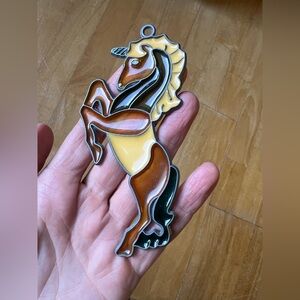 Vintage 80s Unicorn Stained Glass Window Sun Catcher